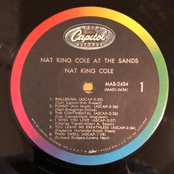 Nat King Cole At The Sands Vinyl Lp '66 - Picture 2 of 9